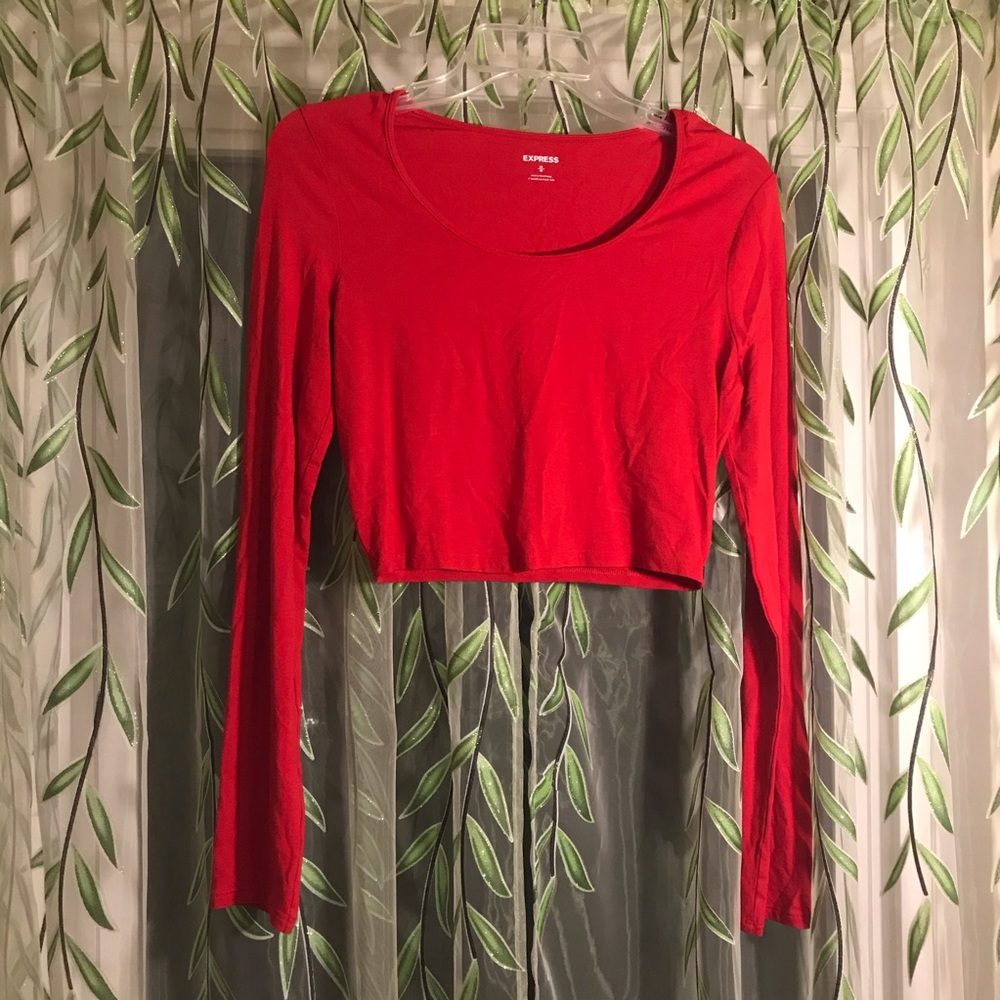 Red long sleeve crop top
